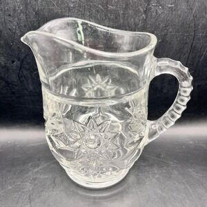 Vtg Anchor Hocking Star Of David Prescott Small Pint Glass Pitcher 16 oz Barware